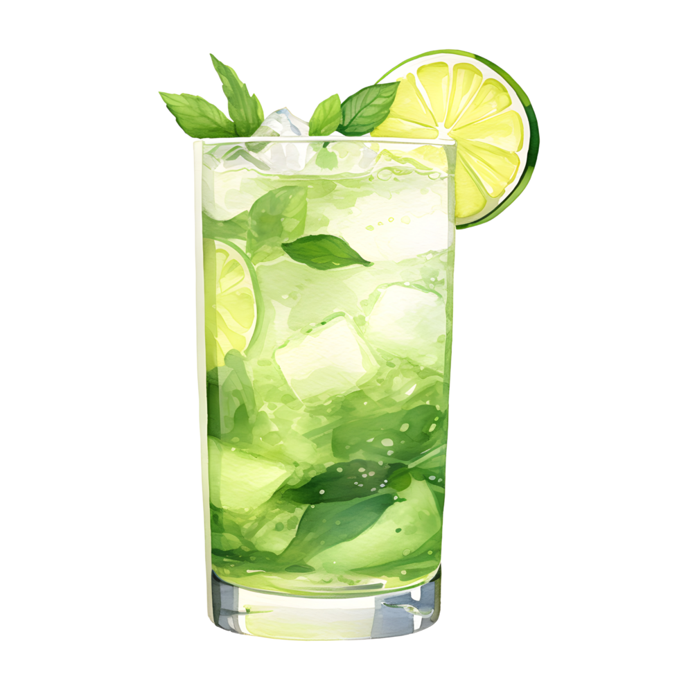 mojito cóctel acuarela clipart ai generado png