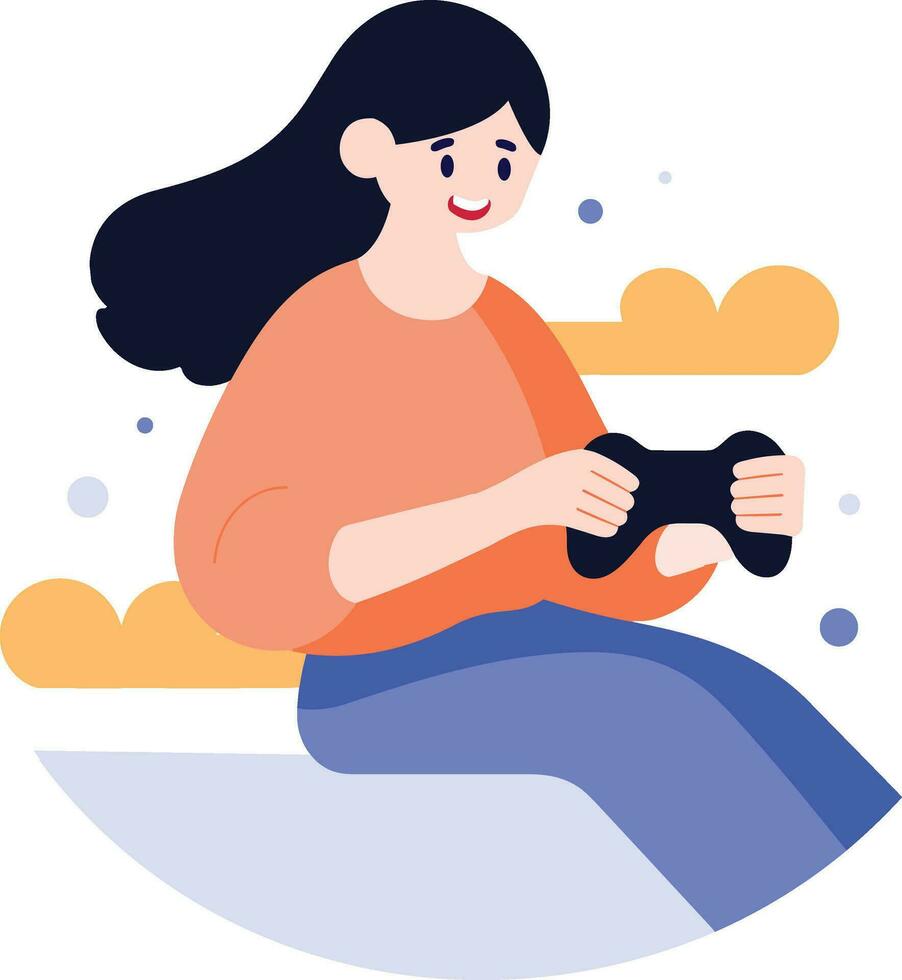 mano dibujado niño personaje jugando juego en plano estilo vector