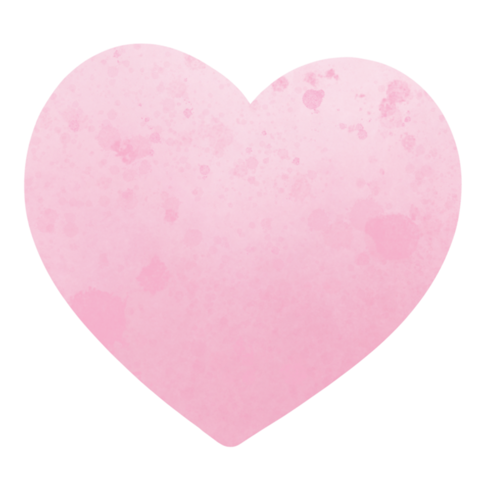 Pink heart painted with watercolor. png