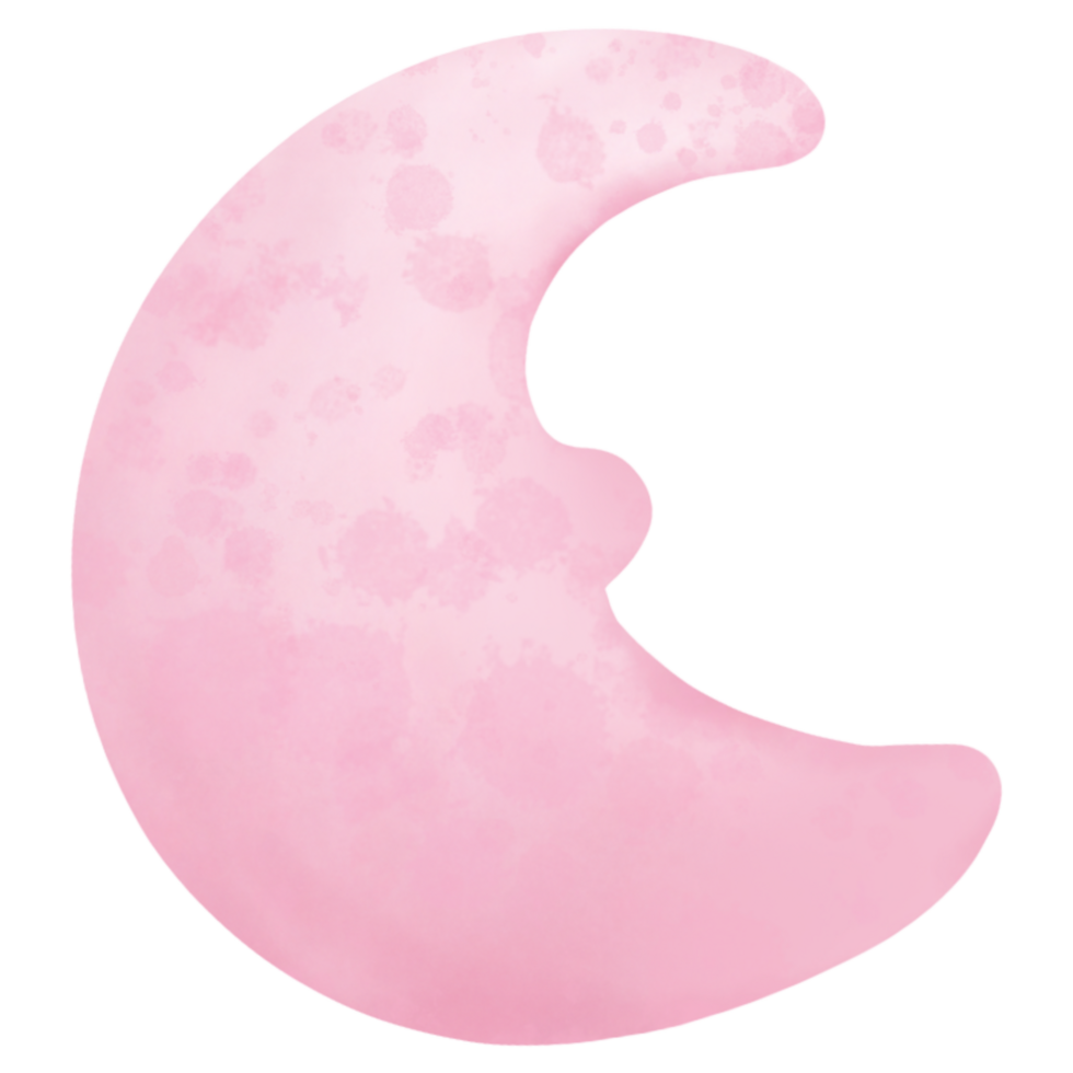 Moon, crescent, painted with watercolor. png