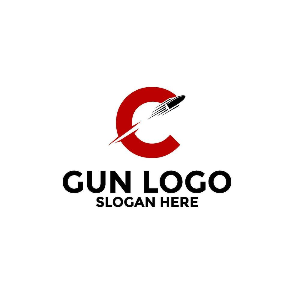 Letter C and Gun logo icon design, Gun Logo vector template