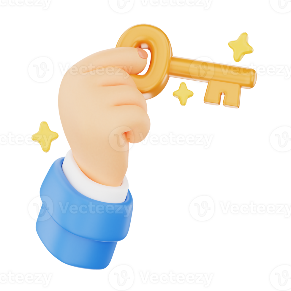 Holding a key solution 3D hand gesture icon png