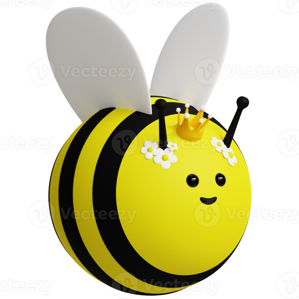 Bee 3D Cute Animals Illustrations png