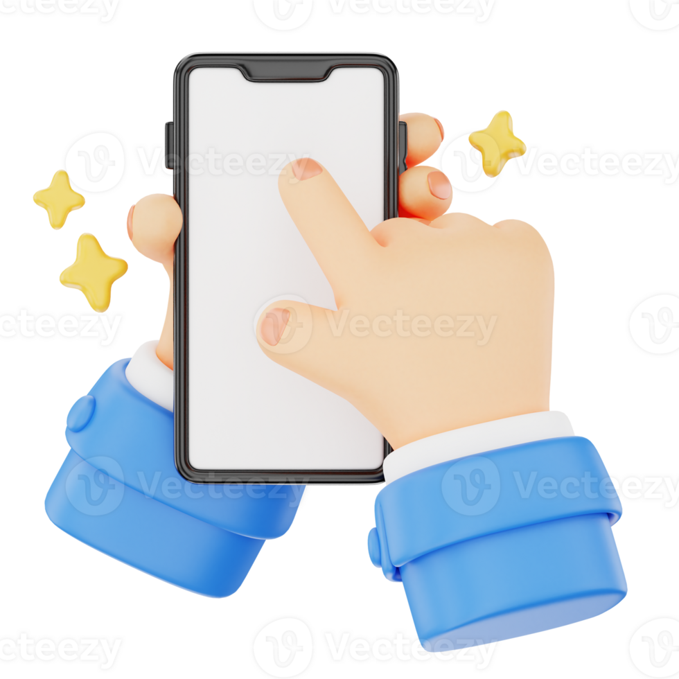 Phone tapping 3D hand gesture icon png