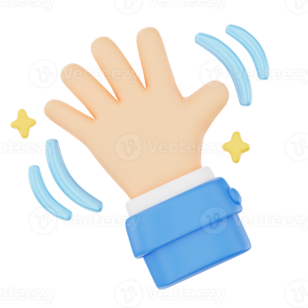 Waving 3D hand gesture icon png