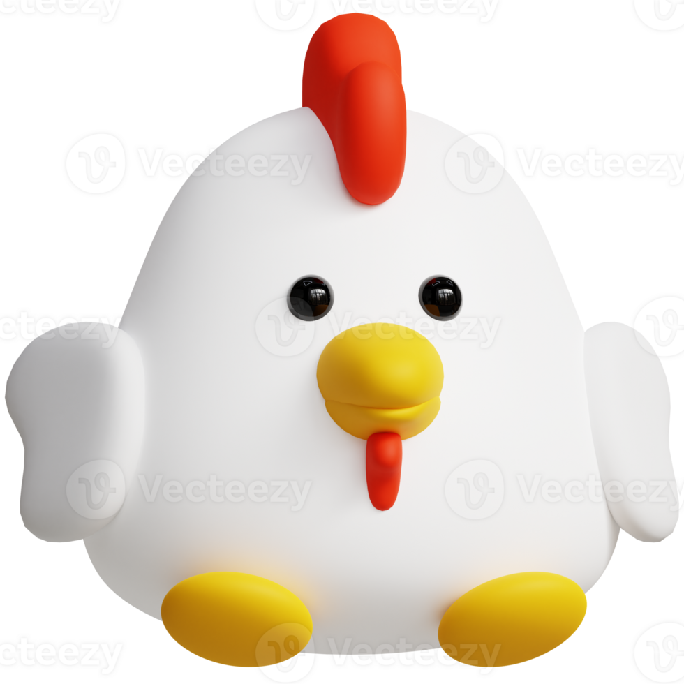 Chicken 3D Cute Animals Illustrations png