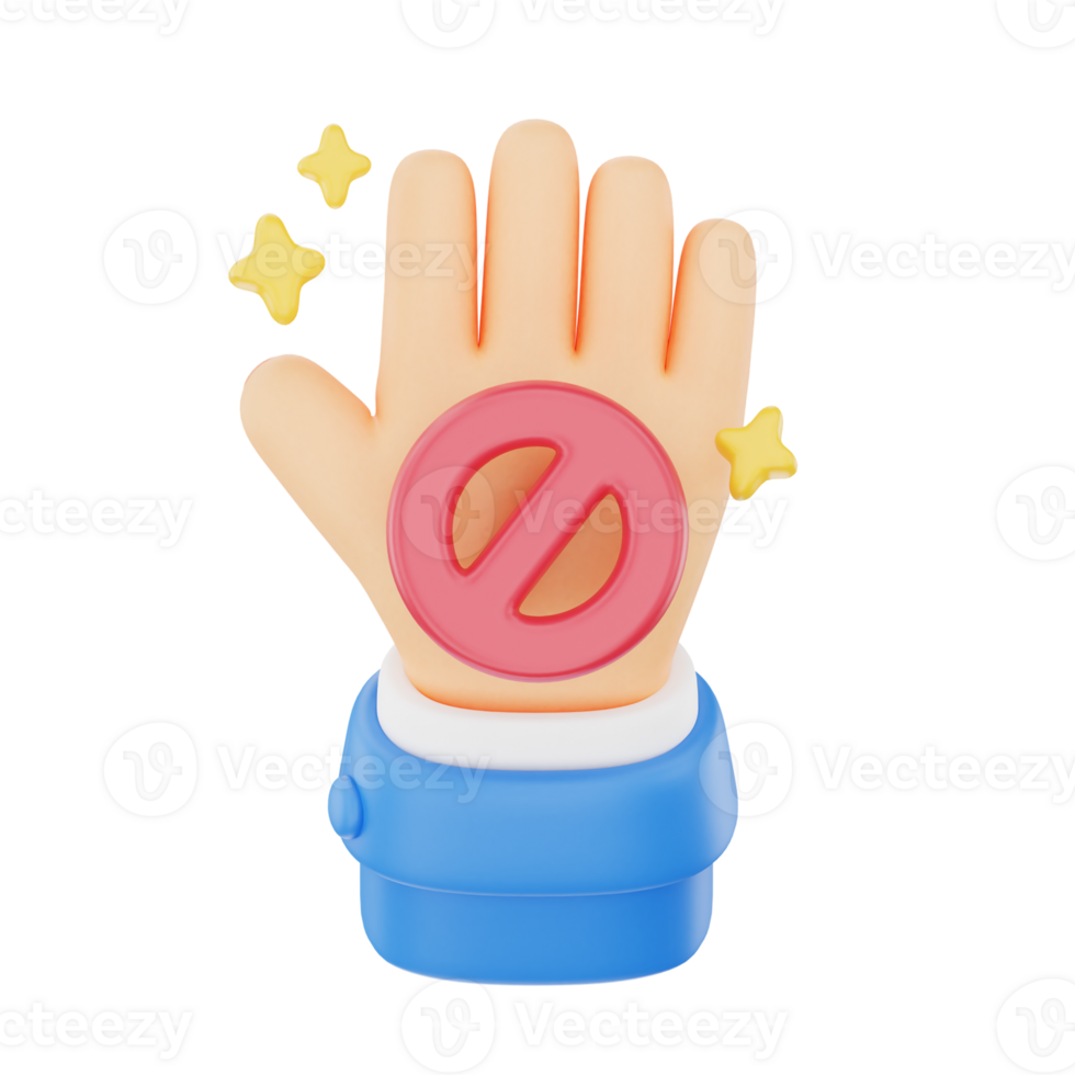 Stop 3D hand gesture icon png