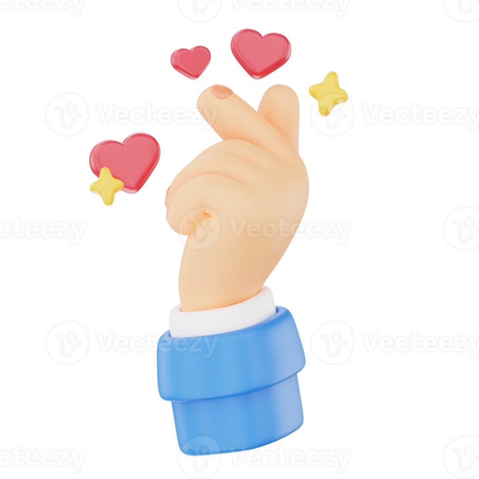 Cute love 3D hand gesture icon png