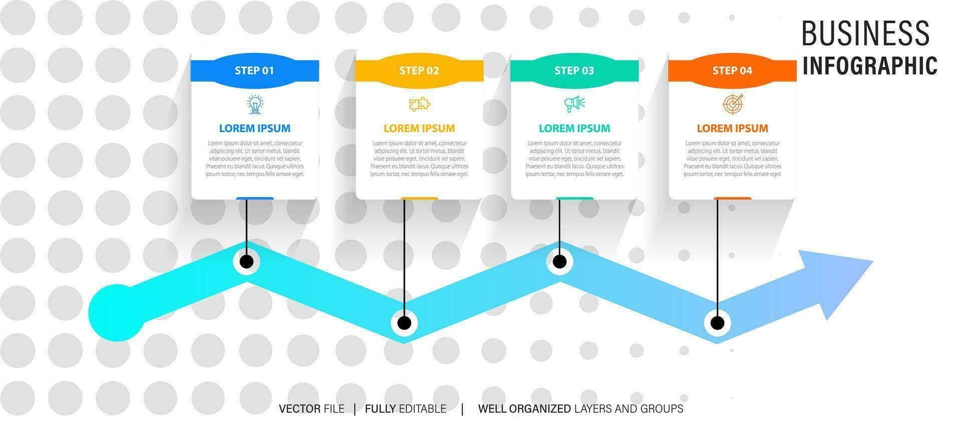 Business process infographic template. Thin line design with numbers 4 options or steps. Vector illustration graphic design