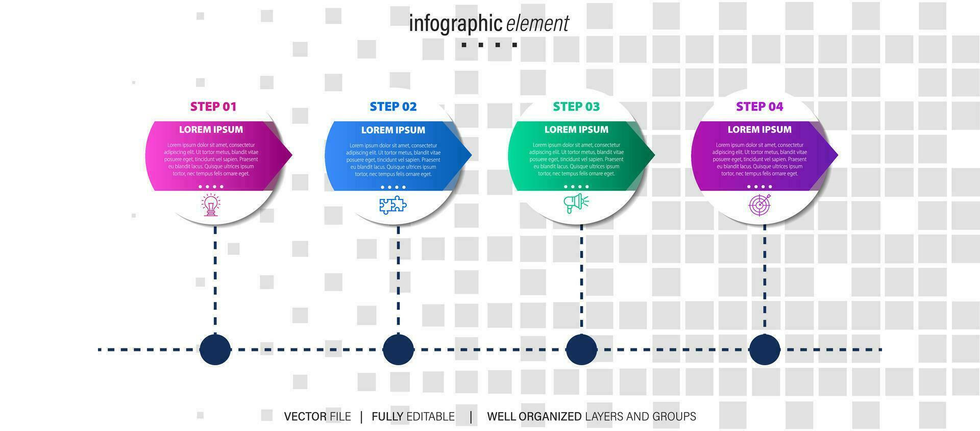 Line step infographic. 4 options workflow diagram, number infograph, process steps chart with line icons. Information vector concept. Illustration of step information chart and infographic