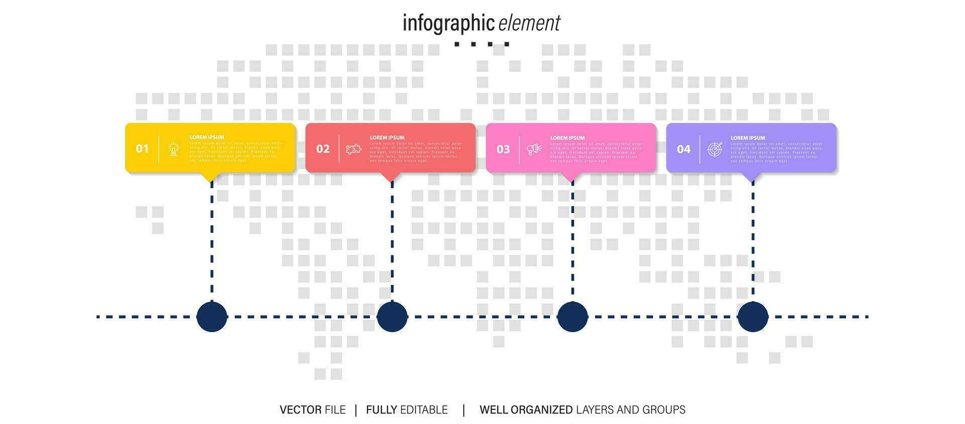 Vector infographics timeline design template with line boxes label, integrated circles background. Timeline infographic design vector and marketing icons.