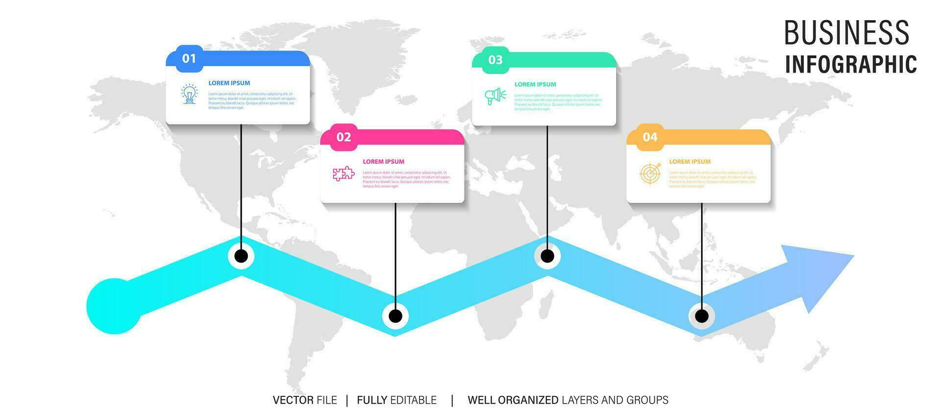 Line step infographic. 4 options workflow diagram, number infograph, process steps chart with line icons. Information vector concept. Illustration of step information chart and infographic