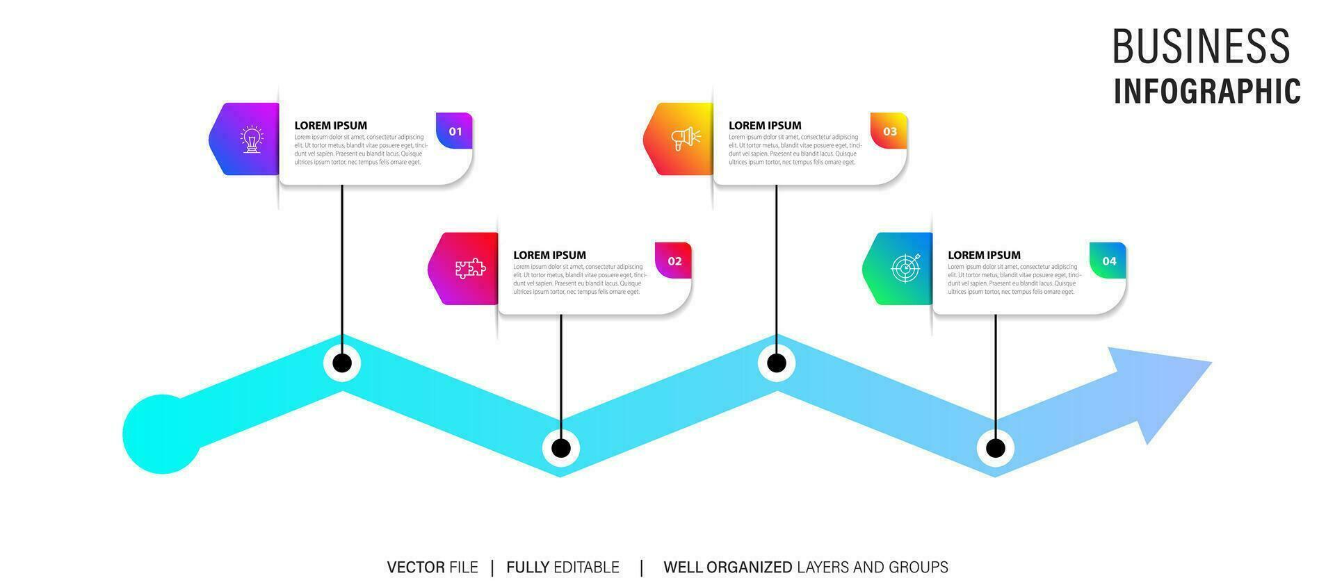 negocio proceso infografía modelo. Delgado línea diseño con números 4 4 opciones o pasos. vector ilustración gráfico diseño