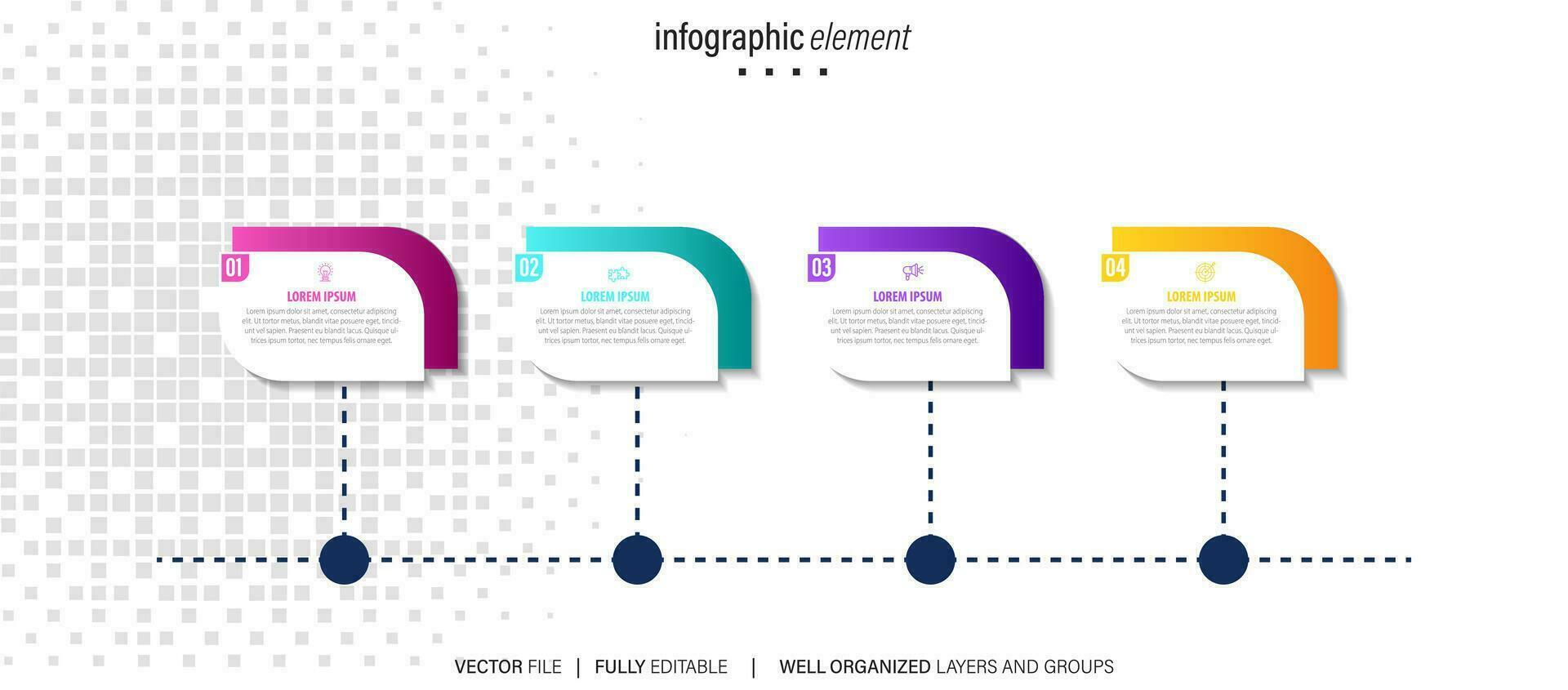 Vector infographics timeline design template with line boxes label, integrated circles background. Timeline infographic design vector and marketing icons.