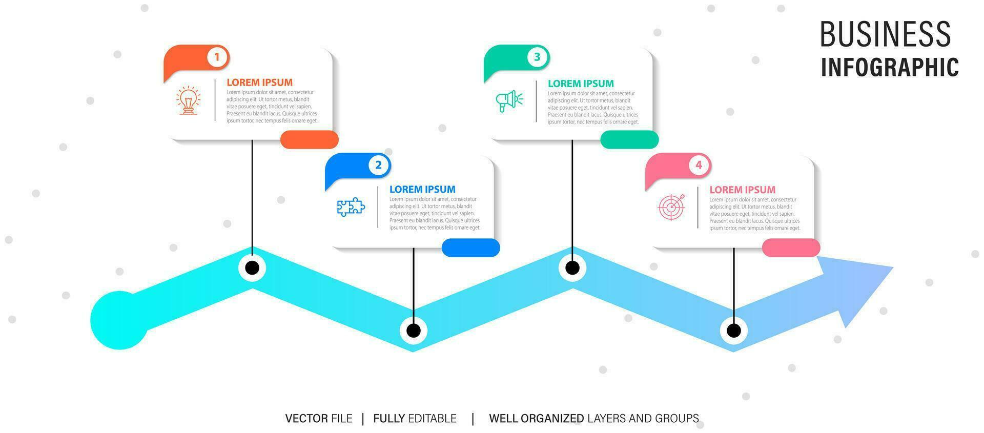 Line step infographic. 4 options workflow diagram, number infograph, process steps chart with line icons. Information vector concept. Illustration of step information chart and infographic