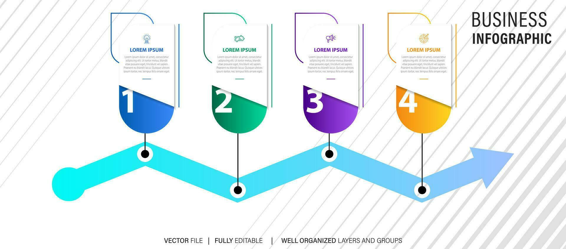 Timeline infographic design with circle for business template. Vector 4 steps.