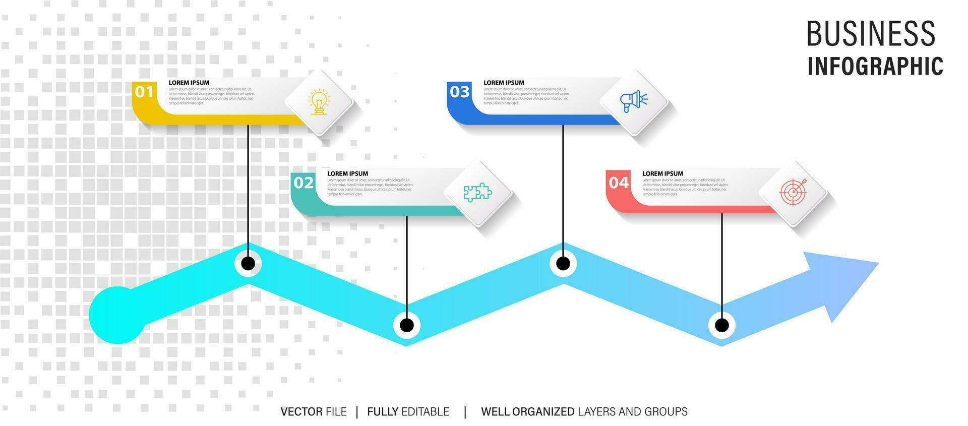 Line step infographic. 4 options workflow diagram, number infograph, process steps chart with line icons. Information vector concept. Illustration of step information chart and infographic