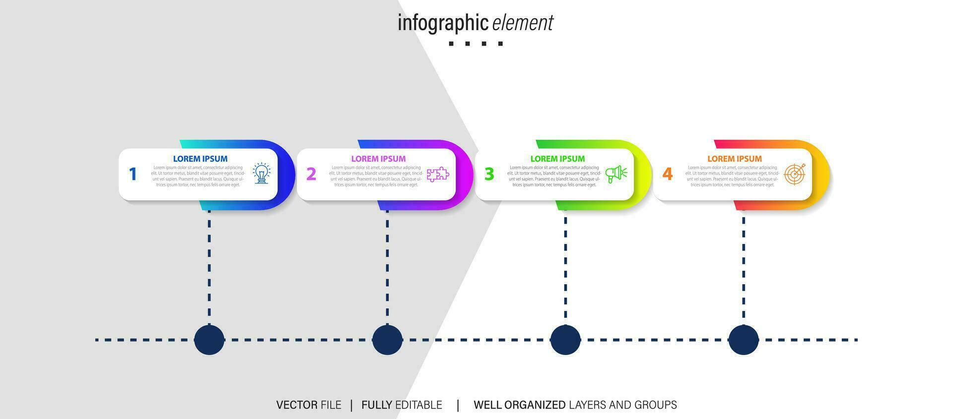 Business process infographic template. Thin line design with numbers 4 options or steps. Vector illustration graphic design