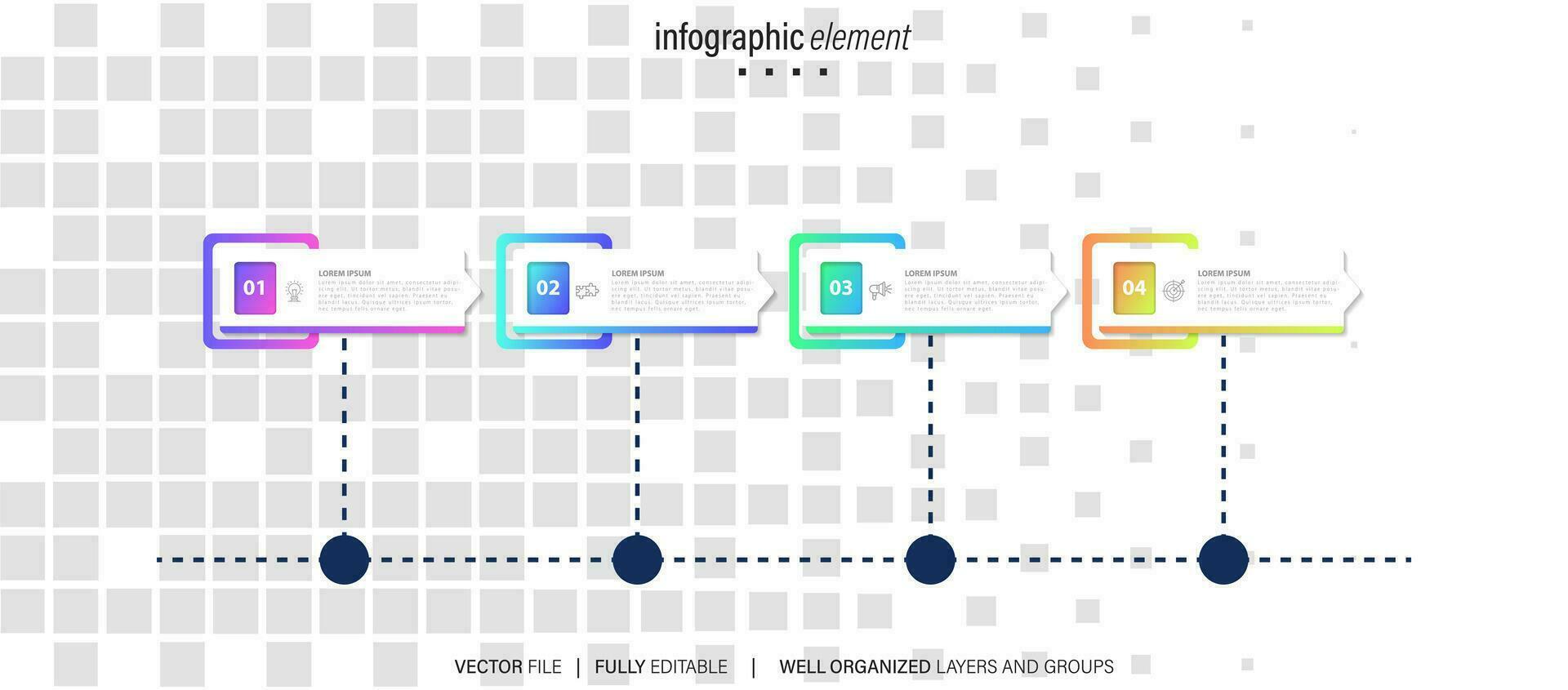 infografía diseño modelo. cronograma concepto con 4 4 pasos vector