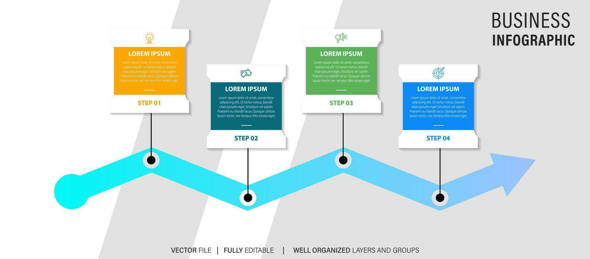 moderno caja línea infografía modelo con 4 4 pasos. negocio circulo modelo con opciones para folleto, diagrama, flujo de trabajo, línea de tiempo, web diseño. vector