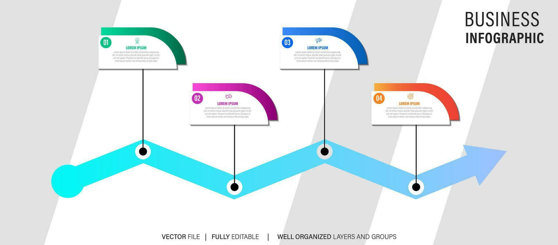 iconos de infografía de línea de tiempo de mapa de ruta de negocios diseñados para plantilla de fondo abstracto elemento de hito diagrama moderno tecnología de proceso marketing digital presentación de datos gráfico ilustración vectorial vector