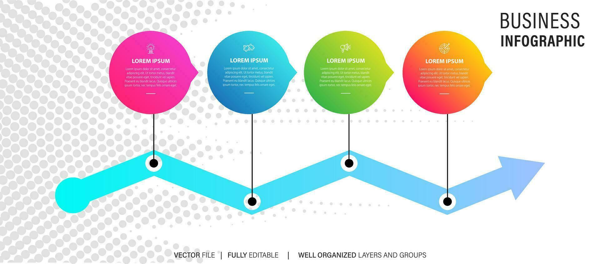 Timeline infographic template, Business concept with 4 options, Vector illustration.