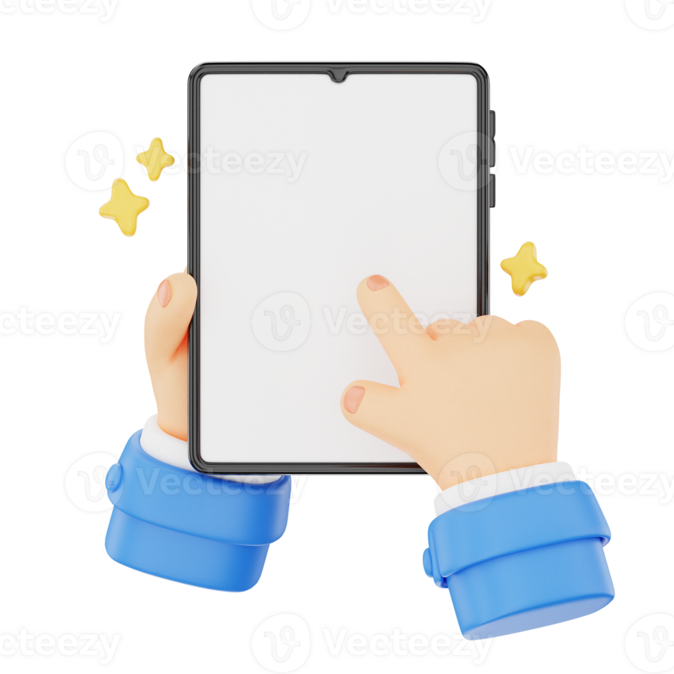 Holding a tablet 3D hand gesture icon png