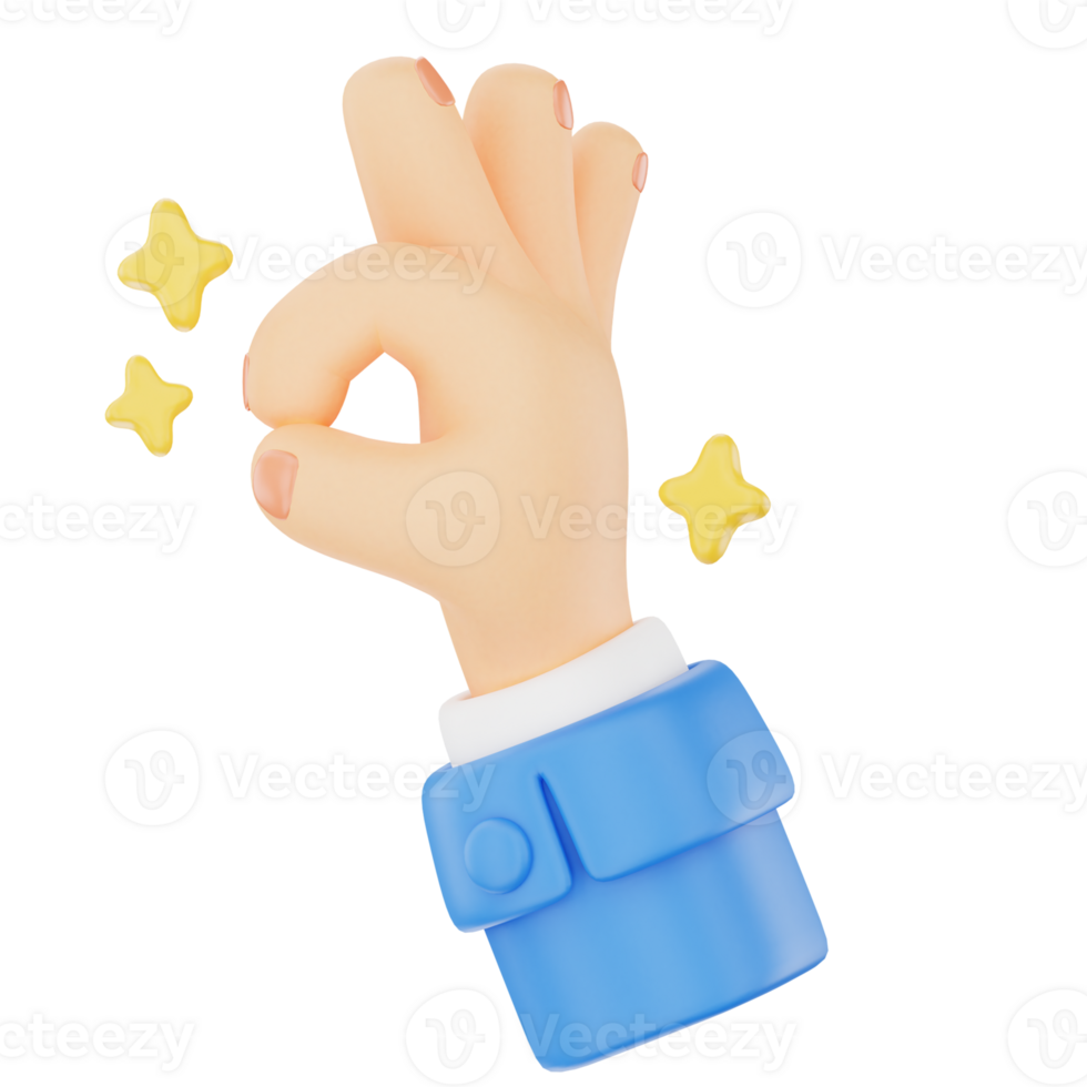 Okay sign 3D hand gesture icon png