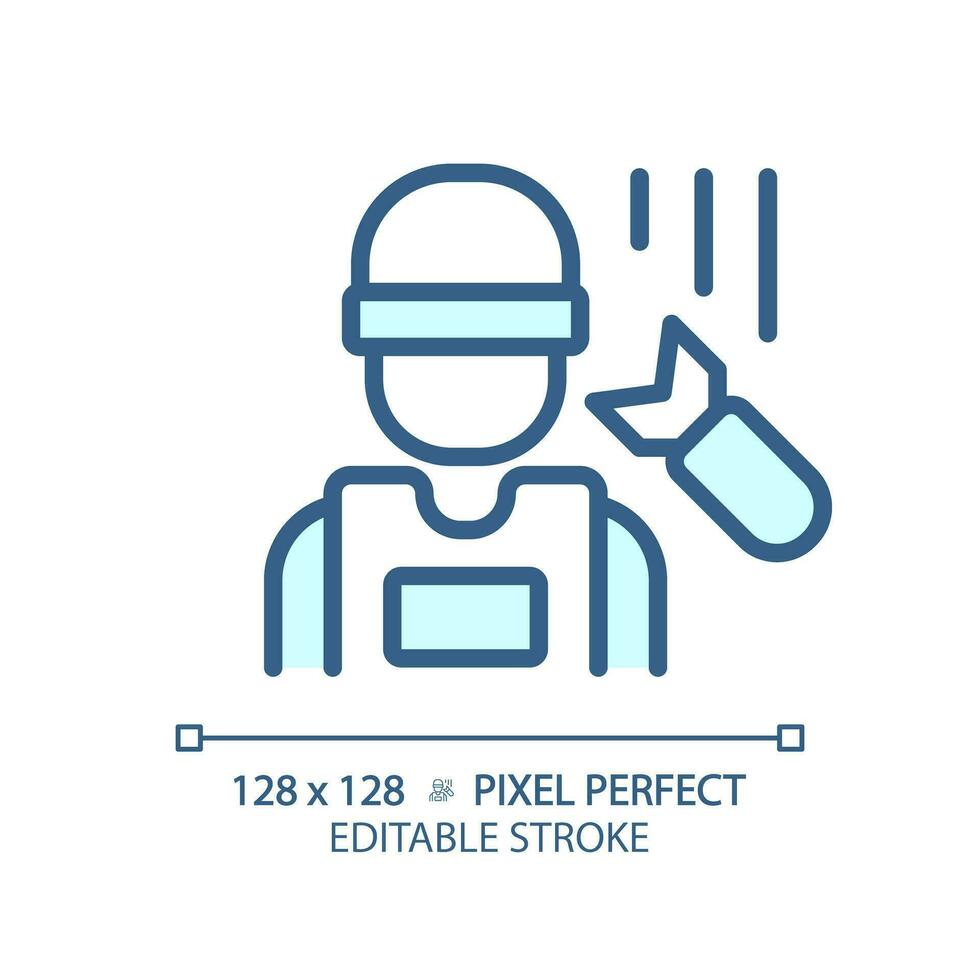 2D pixel perfect editable media technician icon, isolated vector, thin line illustration representing journalism. vector