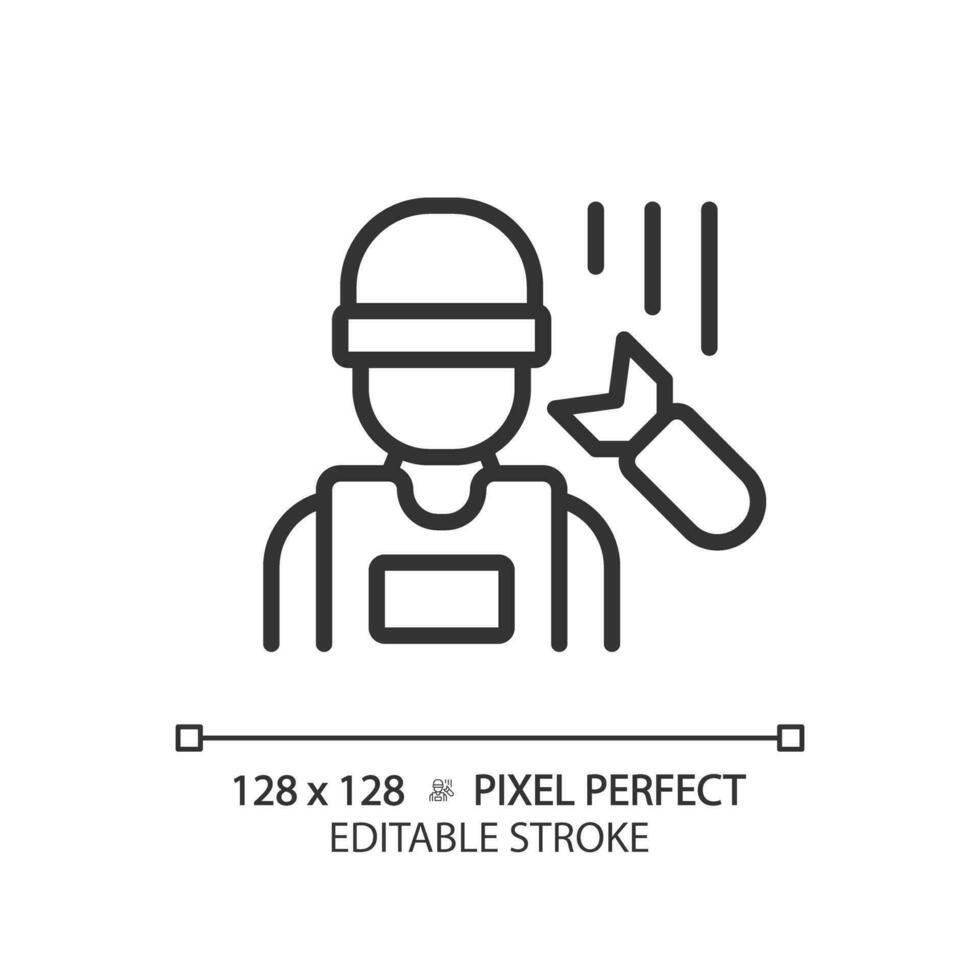 2D pixel perfect editable media technician icon, isolated vector, thin line illustration representing journalism. vector