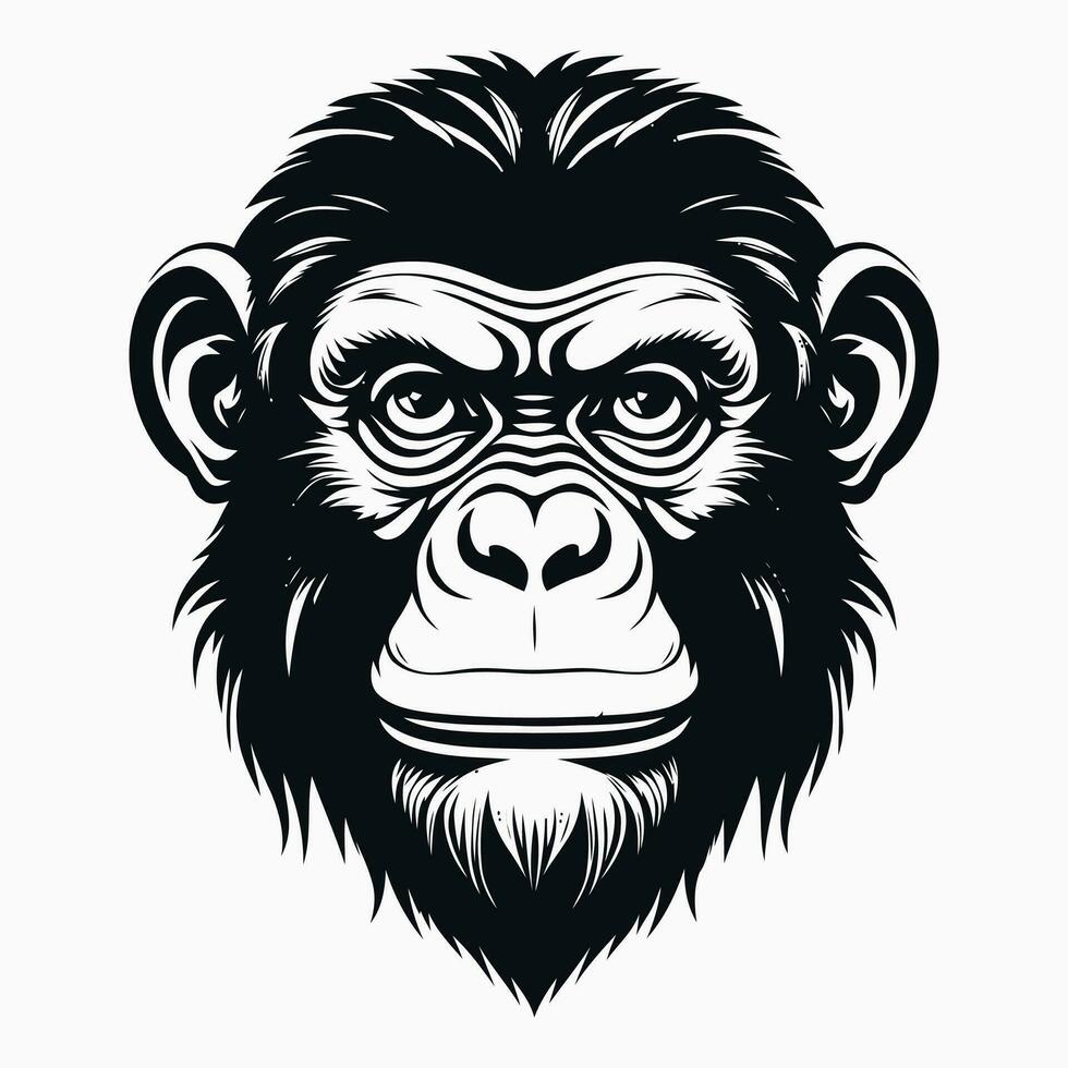 mono vector logo sencillo realista naturaleza primate África gorila tití chimpancé Arte dibujo ilustración salvaje animal
