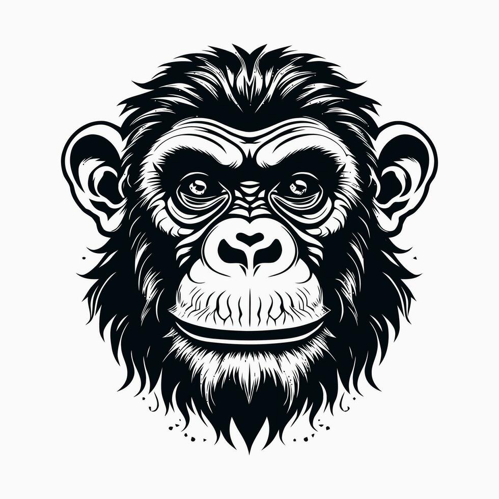 mono vector logo sencillo realista naturaleza primate África gorila tití chimpancé Arte dibujo ilustración salvaje animal