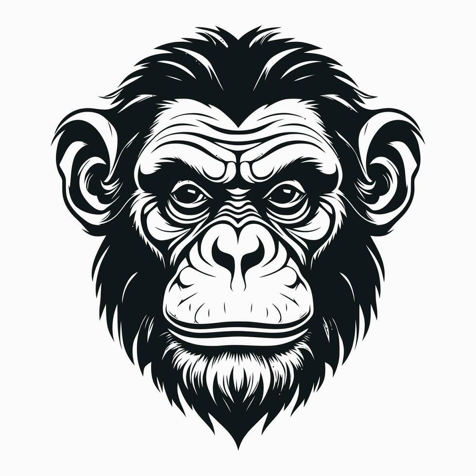 monkey vector logo simple realistic nature primate africa gorilla marmoset chimpanzee art drawing illustration wild animal