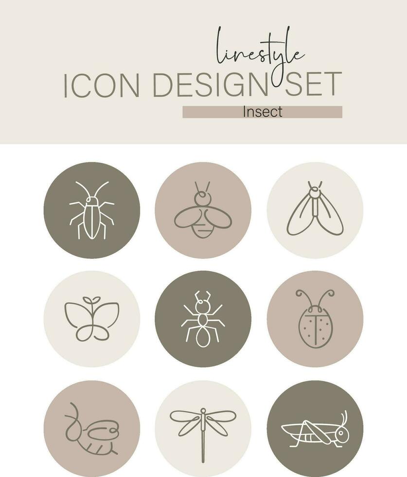 Linestyle Icon Design Set Insect vector