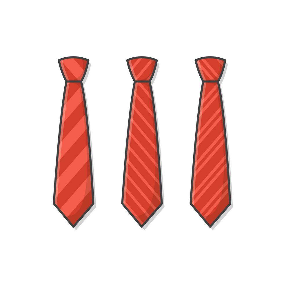 conjunto de diferente rojo corbatas vector icono ilustración. masculino corbata, hombres Moda estilo tendencia. corbata plano icono. a rayas corbatas ilustración