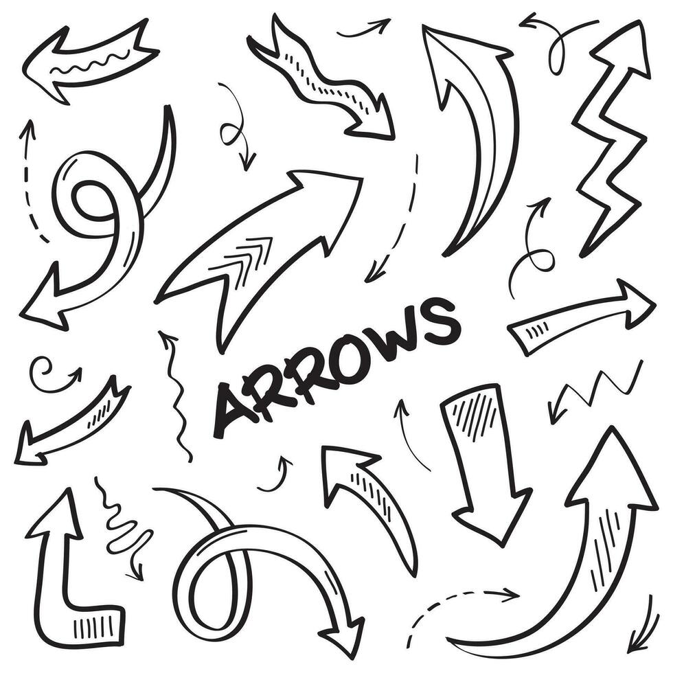 set of hand drawn arrows .Vector doodle design elements. Illustration on white background.for business infographic, banner, web and concept design. vector