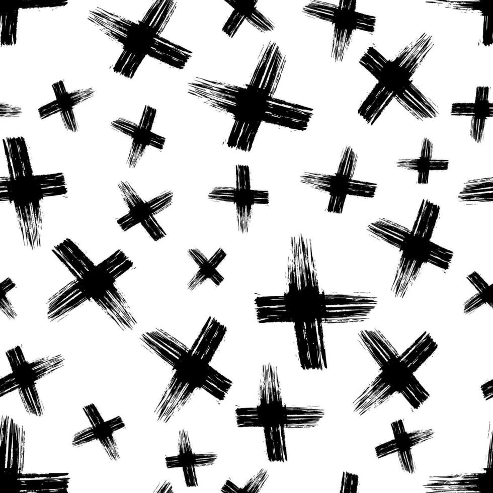 Seamless pattern with hand drawn cross symbols vector