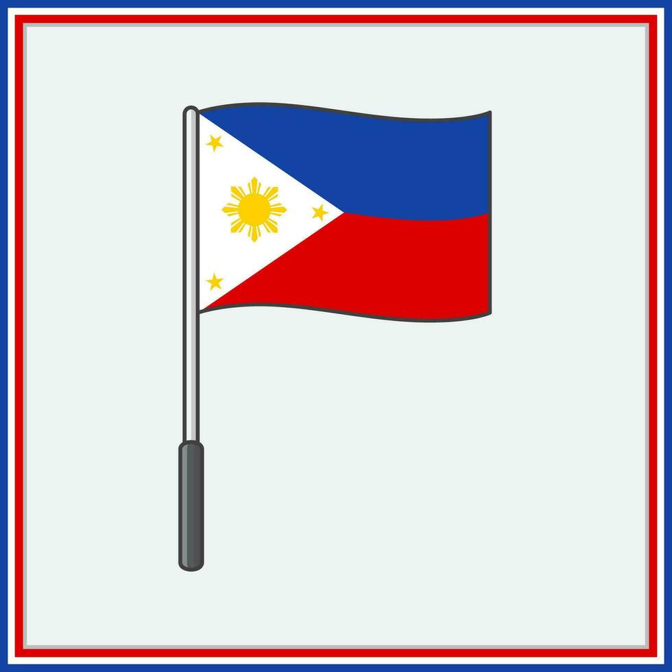 Philippines Flag Cartoon Vector Illustration. Flag of Philippines Flat Icon Outline