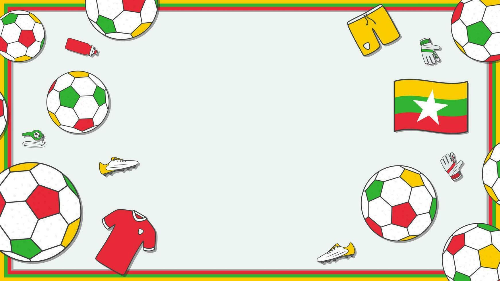 Football Background Design Template. Football Cartoon Vector Illustration. Sport In Myanmar