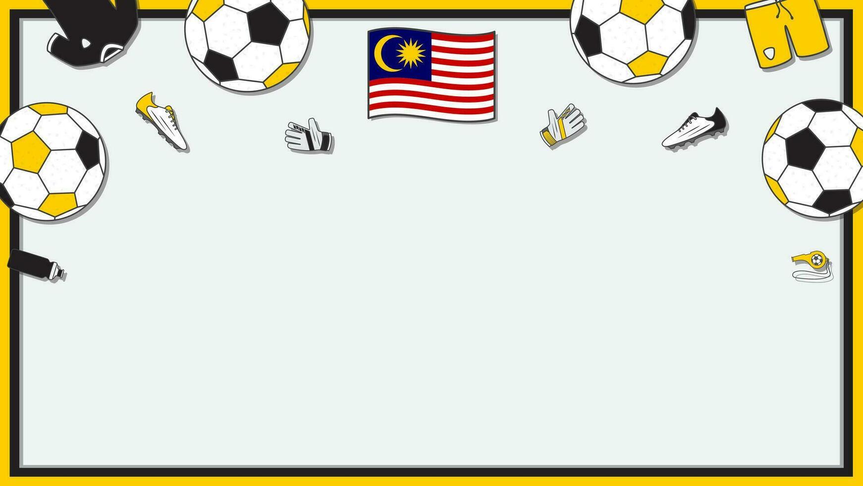Football Background Design Template. Football Cartoon Vector Illustration. Competition In Malaysia