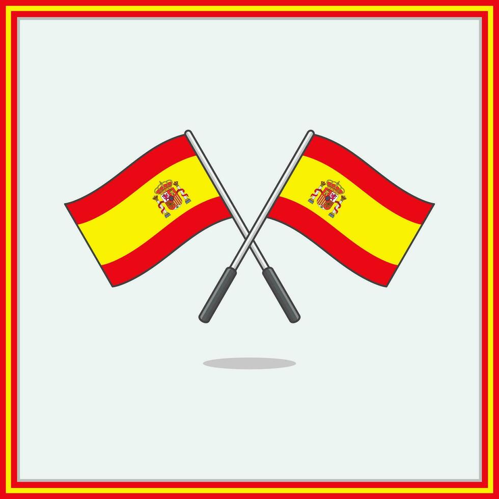 Flag of Spain Cartoon Vector Illustration. Spain Flag Flat Icon Outline