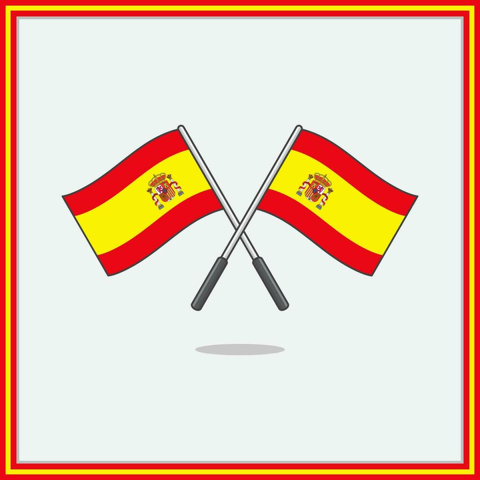 Flag of Spain Cartoon Vector Illustration. Spain Flag Flat Icon Outline