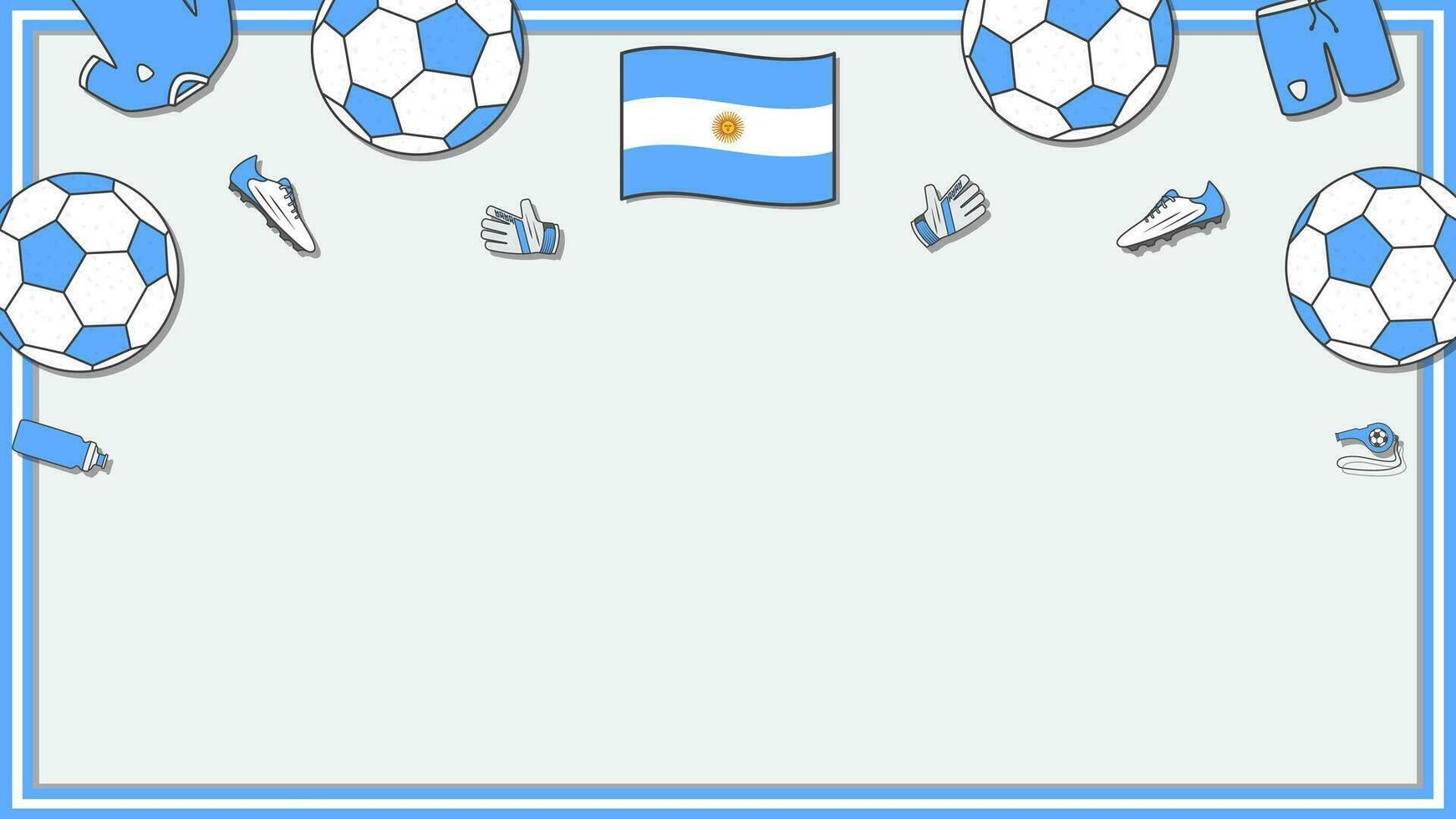 Football Background Design Template. Football Cartoon Vector Illustration. Competition In Argentina