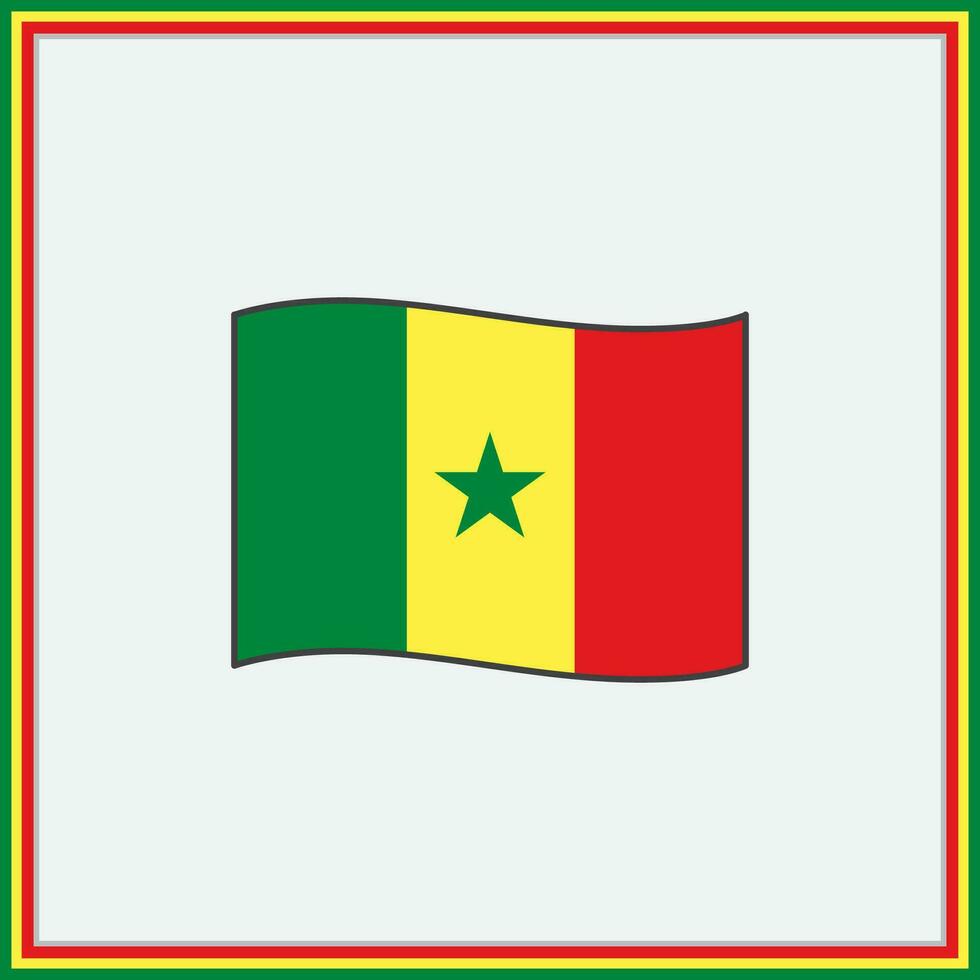 Senegal Flag Cartoon Vector Illustration. Flag of Senegal Flat Icon Outline. National Senegal Flag
