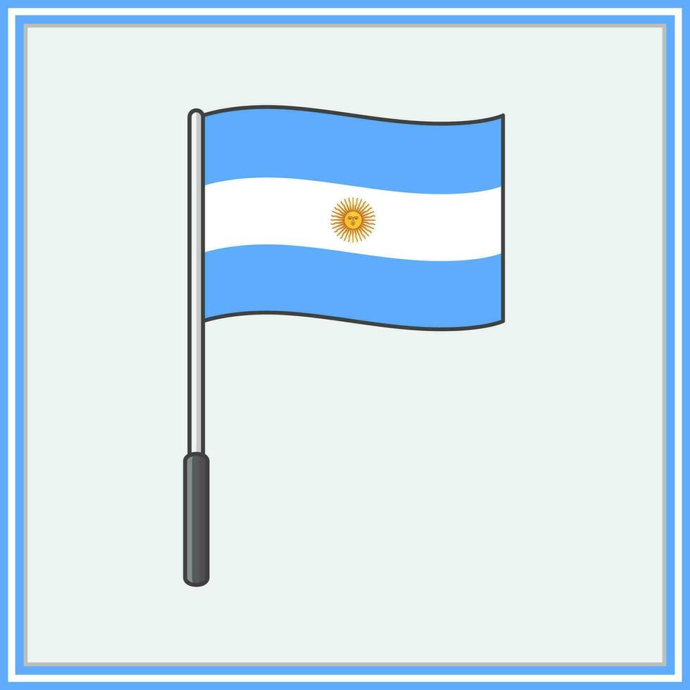 Argentina Flag Cartoon Vector Illustration. Flag of Argentina Flat Icon Outline