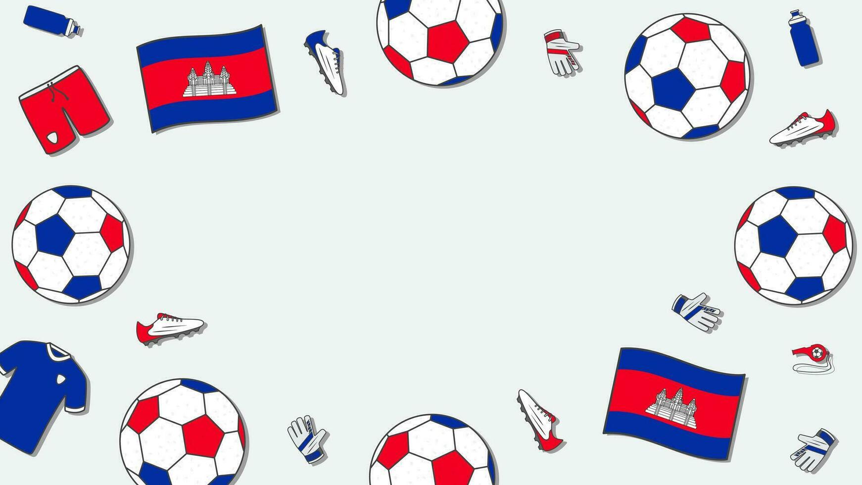 Football Background Design Template. Football Cartoon Vector Illustration. Tournament In Cambodia