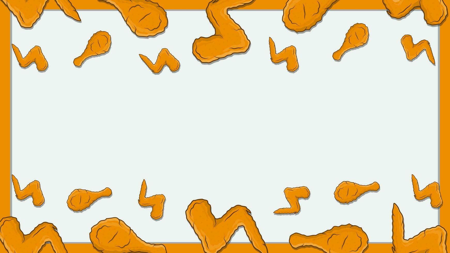 Fried Chicken Background Design Template. Fried Chicken Cartoon Vector