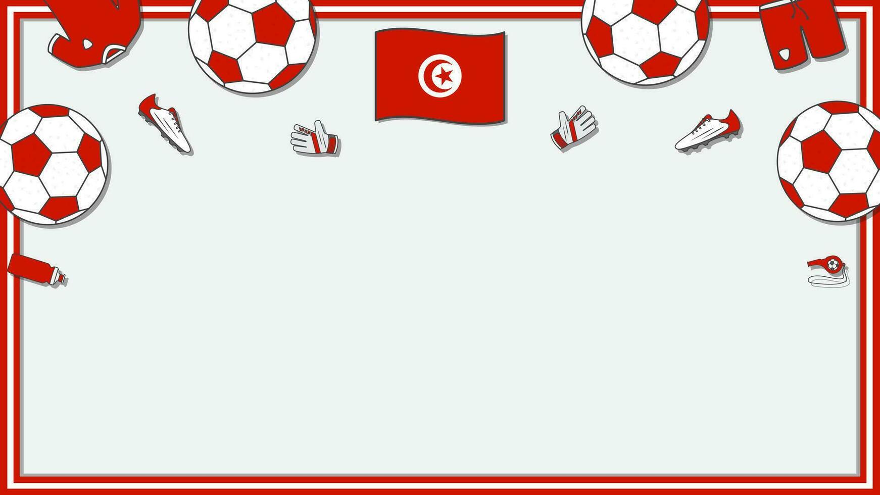 Football Background Design Template. Football Cartoon Vector Illustration. Competition In Tunisia