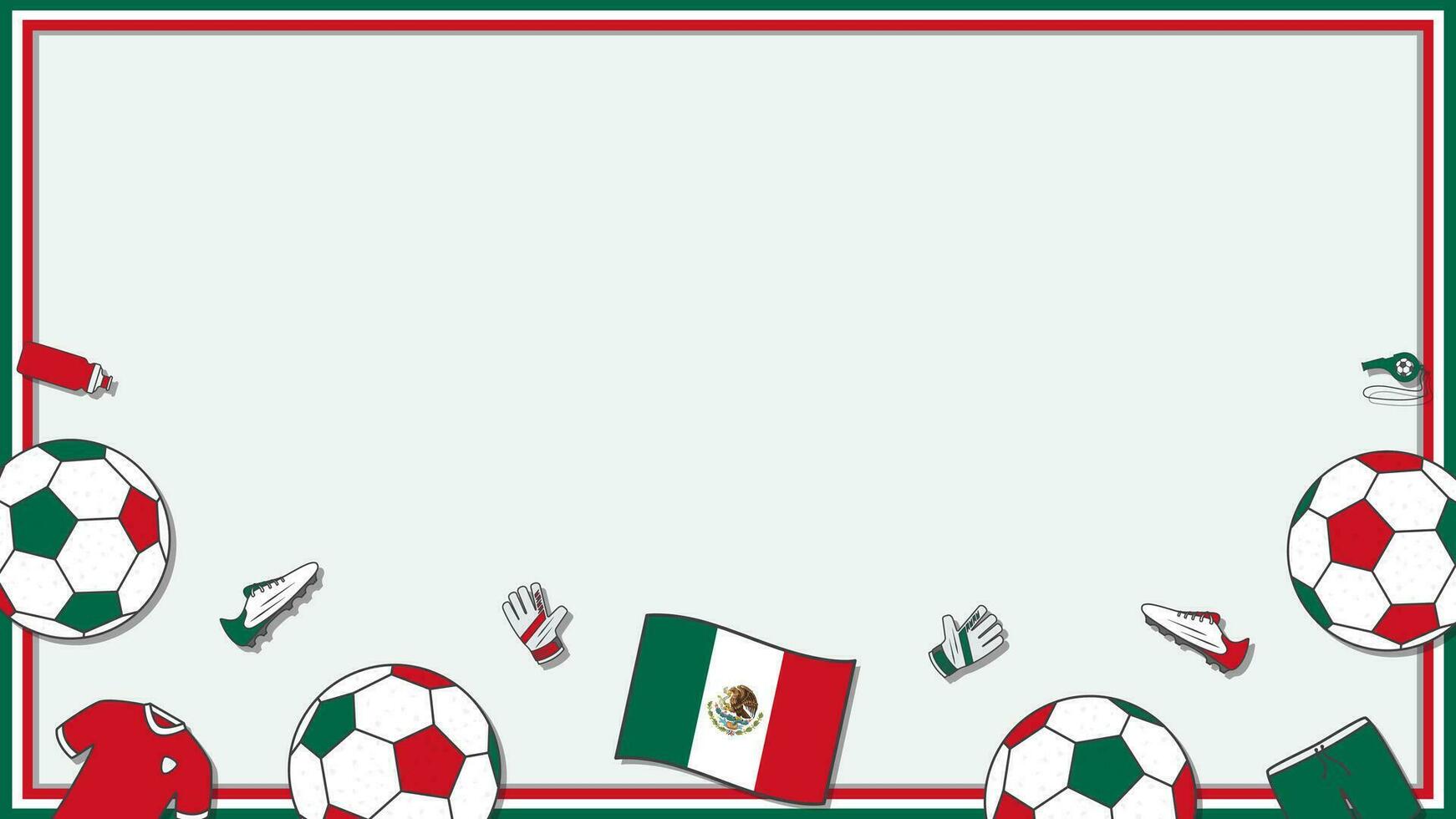 Football Background Design Template. Football Cartoon Vector Illustration. Soccer In Mexico