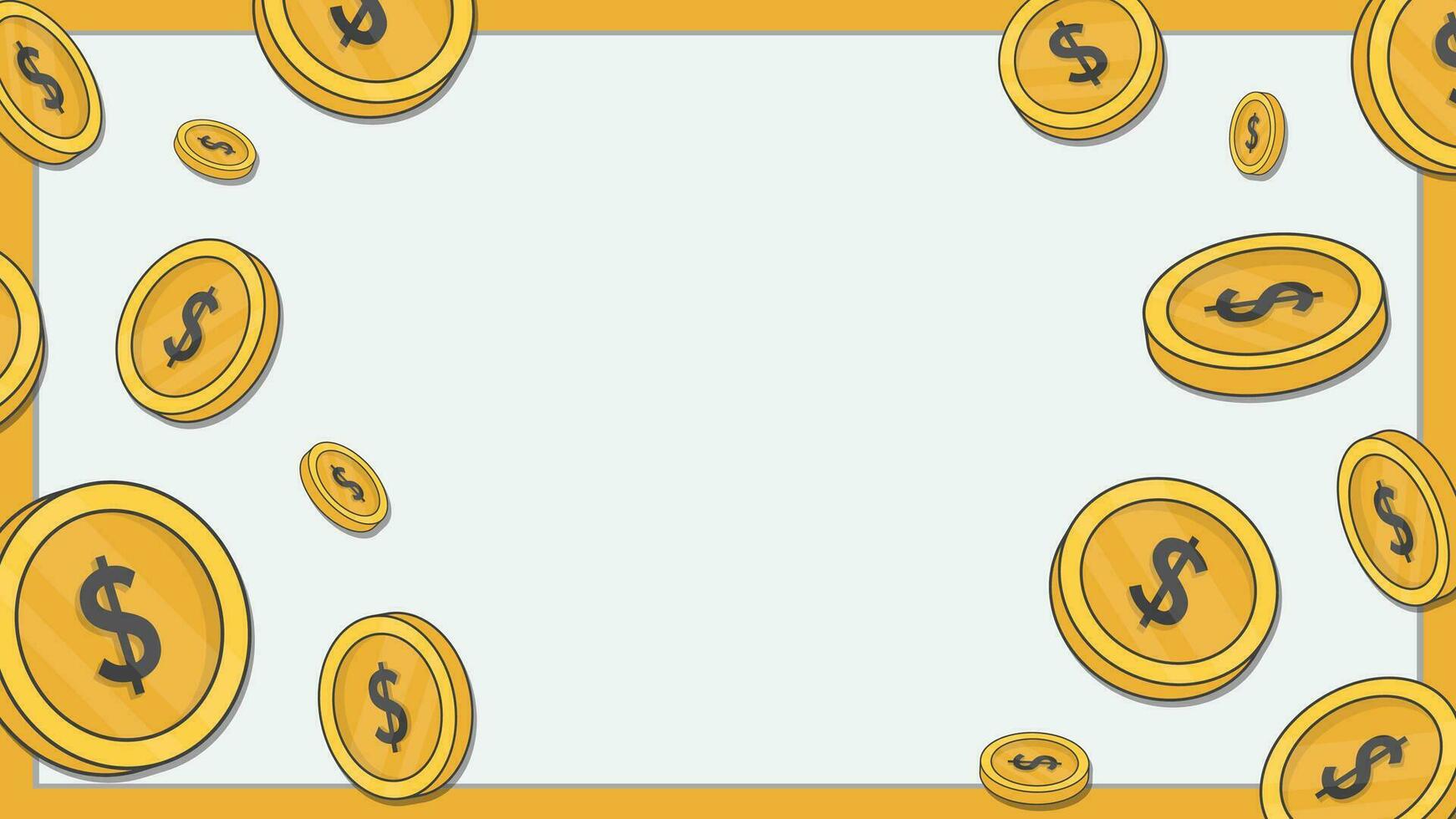 Money Background Design Template. Gold Coins Cartoon Vector Illustration. Economy